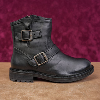 Sofft Women Lalana Black Leather Moto Biker Buckle Ankle Boots sz 6 US EUR 36.5