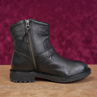 Sofft Women Lalana Black Leather Moto Biker Buckle Ankle Boots sz 6 US EUR 36.5