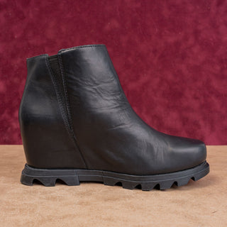 Sorel Women Joan Of Artic Wedge II Waterproof Black leather Zip Ankle Boots sz 9