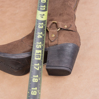Rocket Dog Brown Fabric Moto Harness Vintage 90s Zip Retro Western Boots sz 8