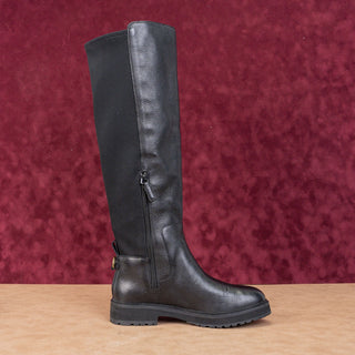 Cole Haan Women Greenwich Grand OS Black Leather Elastic Zip Knee Boots sz 7