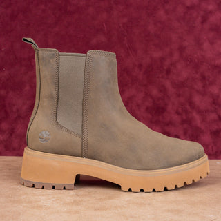 Timberland Women Carnaby Cool Olive Nubuck Chelsea Lug Boots size 9