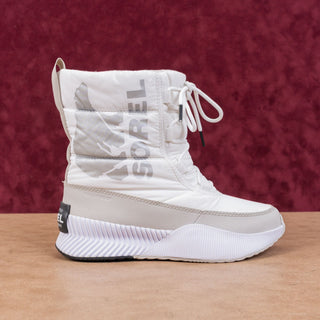 Sorel Women Out N About Puffy Lace-up Waterproof White Grey Ankle Boots Sz 6