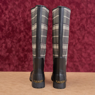 Ralph Lauren Women Plaid Farm Barn Riding Wellies Rain Rubber boots sz 7