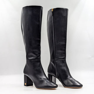 Tory Burch Women Kira Black Leather Dress Office Heel Knee Boots sz 8.5