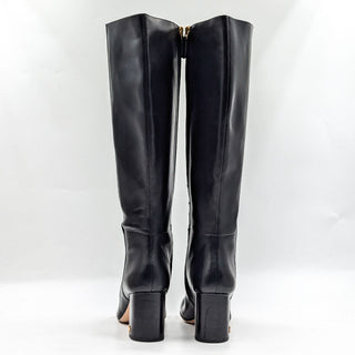 Tory Burch Women Kira Black Leather Dress Office Heel Knee Boots sz 8.5