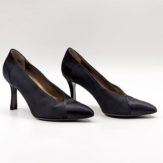 Yves Saint Laurent Women Vintage Pointy Toe Heels Black Leather size 8