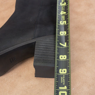 TOMS Women Evelyn Black Leather Heeled Zip Ankle Boots sz 9.5