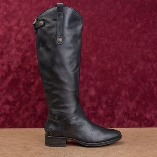 Sam Edelman Women Penny Riding Back Zip Equestrian Black Leather Boots sz 7.5