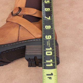 Softwalk Women Neenah Brown Leather Moto Biker Buckle Mid Calf Boots sz 6.5