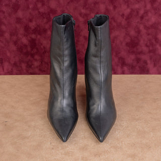 Steve Madden Elysia Black Leather Pointy Toe Heel Fashion Ankle Boots sz 10