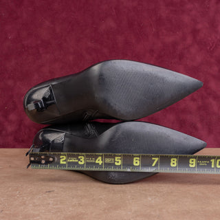 Steve Madden Elysia Black Leather Pointy Toe Heel Fashion Ankle Boots sz 10