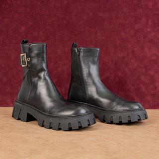 Steve Madden Women Sameera Black Leather Festival party Platform Moto Boots 10