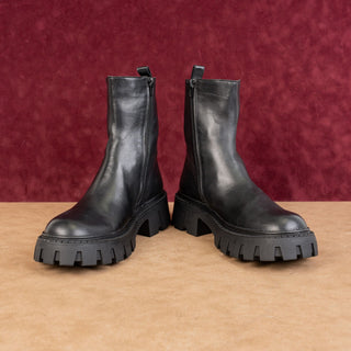 Steve Madden Women Sameera Black Leather Festival party Platform Moto Boots 10