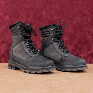 Sorel Women Lennox Lace Cozy STKD Waterproof Black Leather Ankle Boots Sz 6