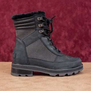 Sorel Women Lennox Lace Cozy STKD Waterproof Black Leather Ankle Boots Sz 6