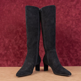 Dolce Vita Women Aly Black Suede Dress Fashion Pointy Knee Boots sz 6.5