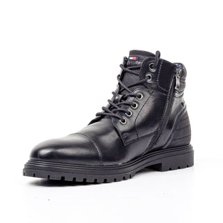 Tommy Hilfiger Men Oregon Black Faux Leather Combat Ankle Boots size 8