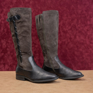Born Women Black Leather Suede Zip Classic Riding Farm Comfortable Boots sz 7