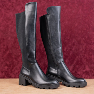 NY&C Women Festival Party Black Vegan Leather Wide Calf Knee Boots sz 11
