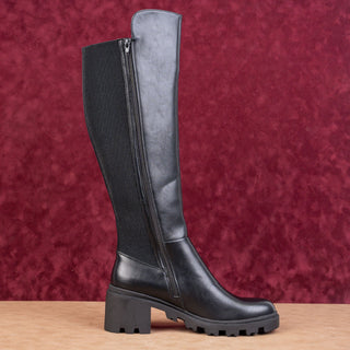 NY&C Women Festival Party Black Vegan Leather Wide Calf Knee Boots sz 11