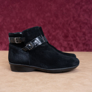 Naturalizer Women Col Black Suede Croc Strap Zip Ankle Boots sz 8.5