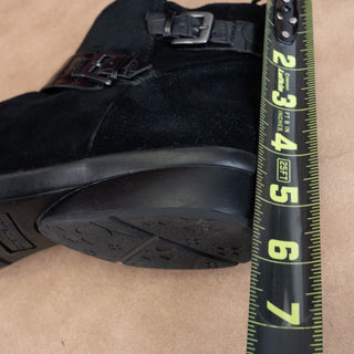 Naturalizer Women Col Black Suede Croc Strap Zip Ankle Boots sz 8.5