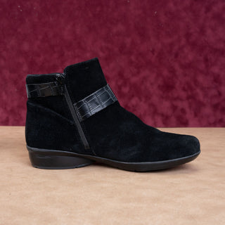 Naturalizer Women Col Black Suede Croc Strap Zip Ankle Boots sz 8.5