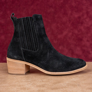 Paul Green Women Sante Zip Western Chelsea Black Suede Ankle Boots 8US AUS5.5