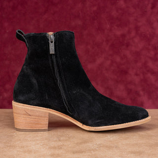 Paul Green Women Sante Zip Western Chelsea Black Suede Ankle Boots 8US AUS5.5