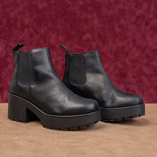 Vagabond Women Kenova Platform Black Leather Lug Festival Chunky Boots Sz 10