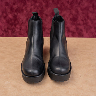 Vagabond Women Kenova Platform Black Leather Lug Festival Chunky Boots Sz 10