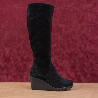 La Canadienne Women Grace Black Suede Zip waterproof Wedge Boots sz 7