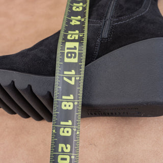 La Canadienne Women Grace Black Suede Zip waterproof Wedge Boots sz 7