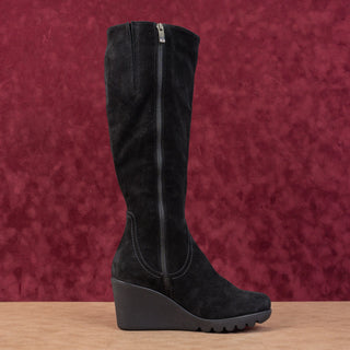 La Canadienne Women Grace Black Suede Zip waterproof Wedge Boots sz 7