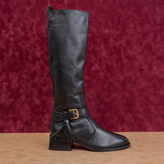 See by Chloe Women Black Leather Tassel Fall Classic Riding Zip Boots 7US EUR37