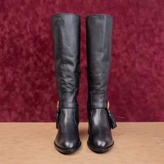 See by Chloe Women Black Leather Tassel Fall Classic Riding Zip Boots 7US EUR37