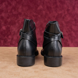 La Canadienne Women Sarah Black Leather Fashion Dress Ankle Dress Boots sz 9.5