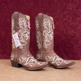 Los Altos Wmn Rhinestones Dark Brown Leather Snip Boho Western Cowboy Boots 8.5