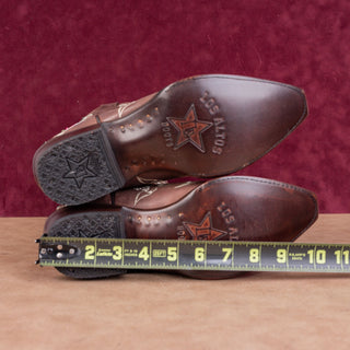 Los Altos Wmn Rhinestones Dark Brown Leather Snip Boho Western Cowboy Boots 8.5