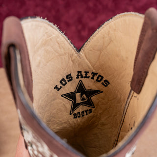 Los Altos Wmn Rhinestones Dark Brown Leather Snip Boho Western Cowboy Boots 8.5