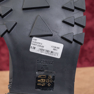 Schutz Women Juany Platform Festival Zip Lug Black Leather Boots size 8.5