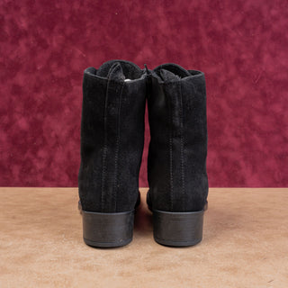 La Canadienne Black Suede Waterproof Round Toe Fall Lace-up Zip Ankle Boots 10