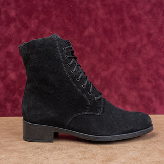 La Canadienne Black Suede Waterproof Round Toe Fall Lace-up Zip Ankle Boots 10