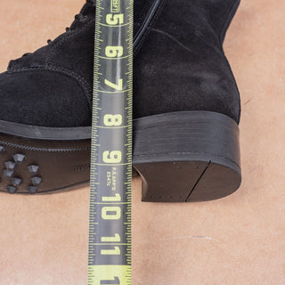 La Canadienne Black Suede Waterproof Round Toe Fall Lace-up Zip Ankle Boots 10