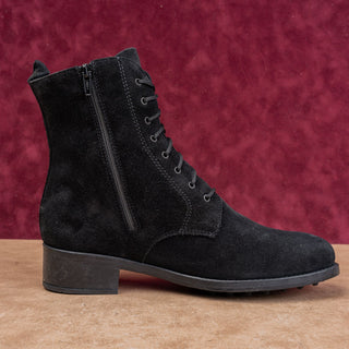 La Canadienne Black Suede Waterproof Round Toe Fall Lace-up Zip Ankle Boots 10