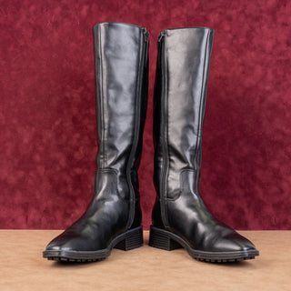 Nine West Women Cindy Black Vegan Leather Riding Equestrian Knee Boots sz 7
