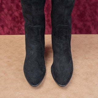 Aquatalia Women Barbera Black Suede OTK Block Heel Zip Fashion Boots sz 11