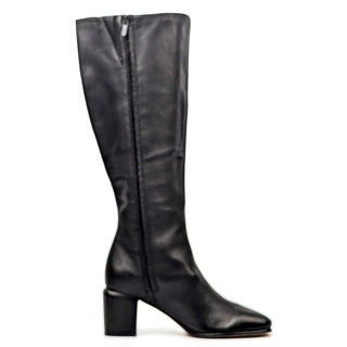 Vince Women Highland Black Leather Wide Calf Retro Round Knee Boots size 8