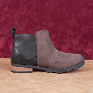 Sorel Women Emelie Black Brown Leather Slip-on Waterproof Chelsea Boots sz 9